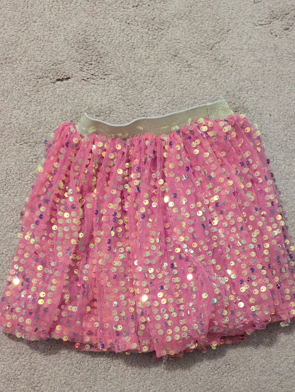 Pink Sequin Tulle Skirt with Gold Waistband (Size M)
